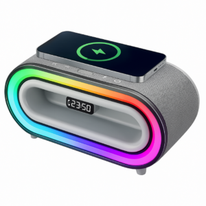 MDHL – Réveil LED avec Haut-Parleur Bluetooth 20W & Chargeur Qi