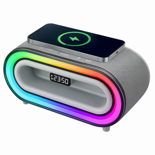 MDHL – Réveil LED avec Haut-Parleur Bluetooth 20W & Chargeur Qi