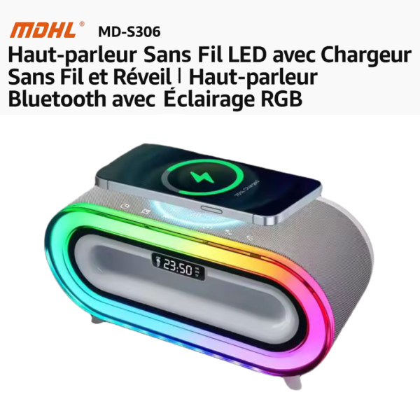MDHL – Réveil LED avec Haut-Parleur Bluetooth 20W & Chargeur Qi – Image 8
