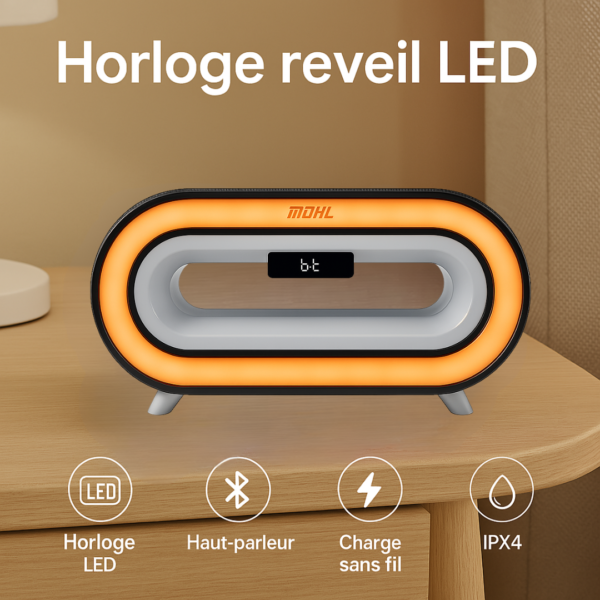 MDHL – Réveil LED avec Haut-Parleur Bluetooth 20W & Chargeur Qi – Image 7