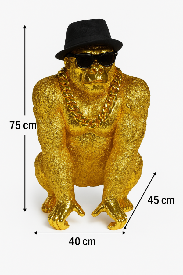 Bongo Gold – Statue Gorille Doré XXL par Augustin Oro – Image 4