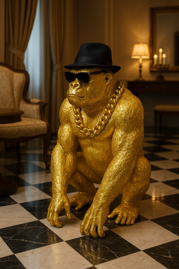 Bongo Gold – Statue Gorille Doré XXL par Augustin Oro – Image 5
