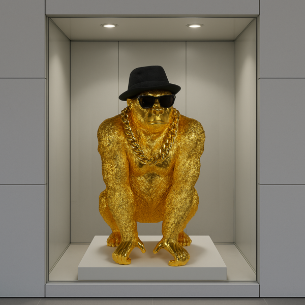 Bongo Gold – Statue Gorille Doré XXL par Augustin Oro – Image 7