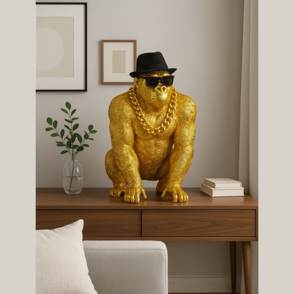 Bongo Gold – Statue Gorille Doré XXL par Augustin Oro – Image 8