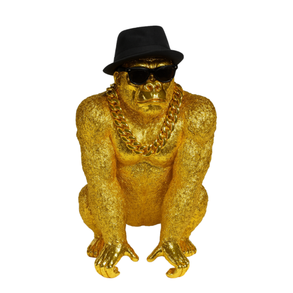 Bongo Gold – Statue Gorille Doré XXL par Augustin Oro