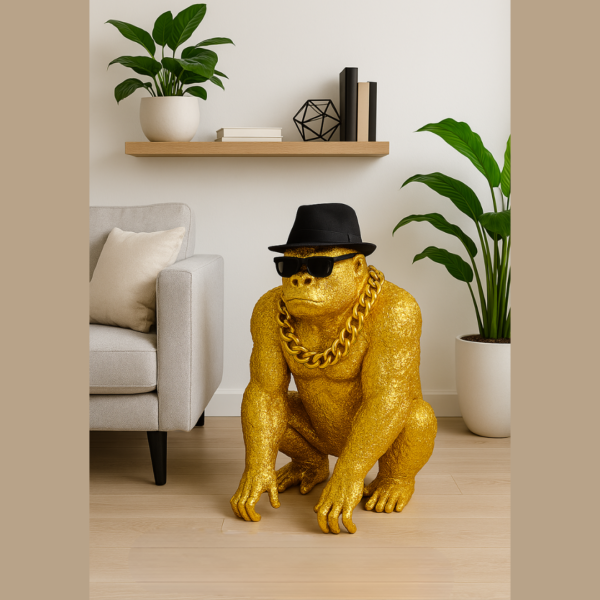 Bongo Gold – Statue Gorille Doré XXL par Augustin Oro – Image 6