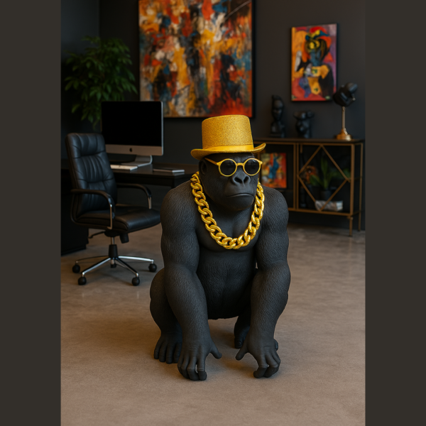 Bongo Gold – Statue Gorille Doré XXL par Augustin Oro – Image 13